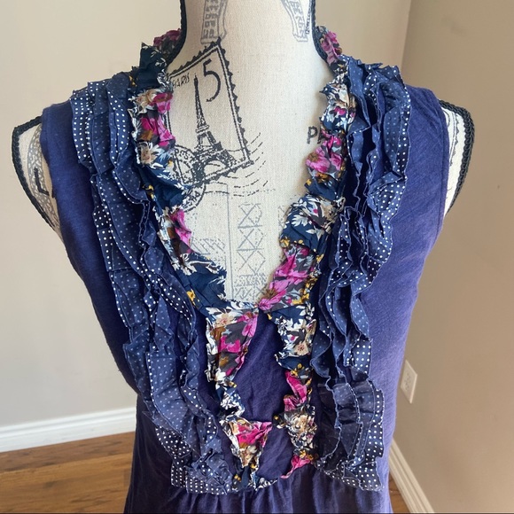 Anthro Deletta Ruffled Lyra slub sleeveless - Picture 4 of 9